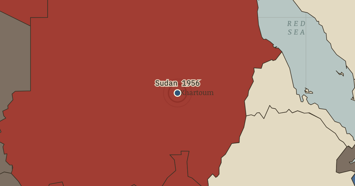 Map showing Khartoum — Sudan’s dawn — The Decolonization of Africa, 1945–1994