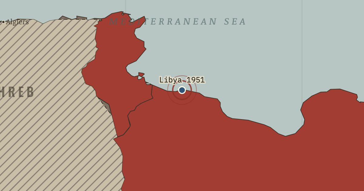 Map showing Tripoli — the Kingdom of Libya — The Decolonization of Africa, 1945–1994