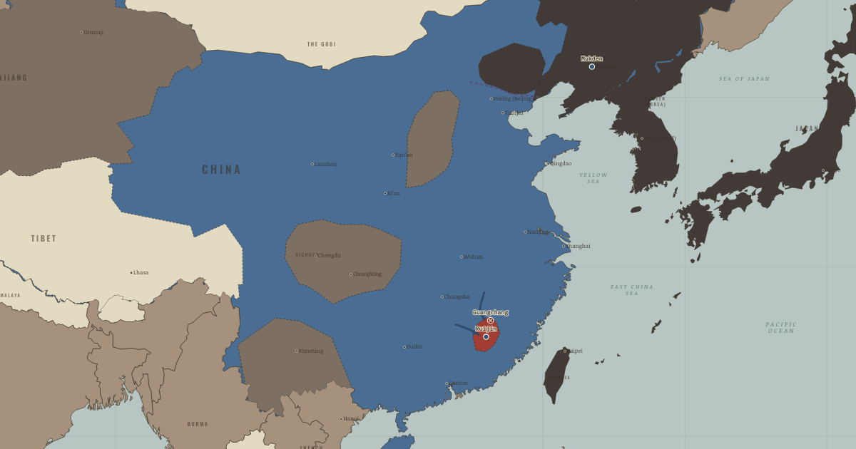 Map of Jiangxi Soviet and the encirclements (1934): The Mukden Incident, The Chinese Soviet Republic, Guangchang