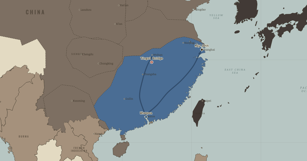 Map of Northern Expedition and United Front (1926): Whampoa, The May 30th shootings, Tingsi Bridge