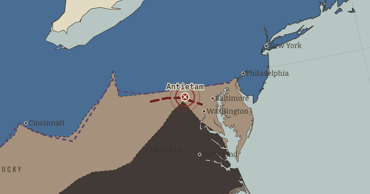 Map showing Antietam — The American Civil War, 1861–1865