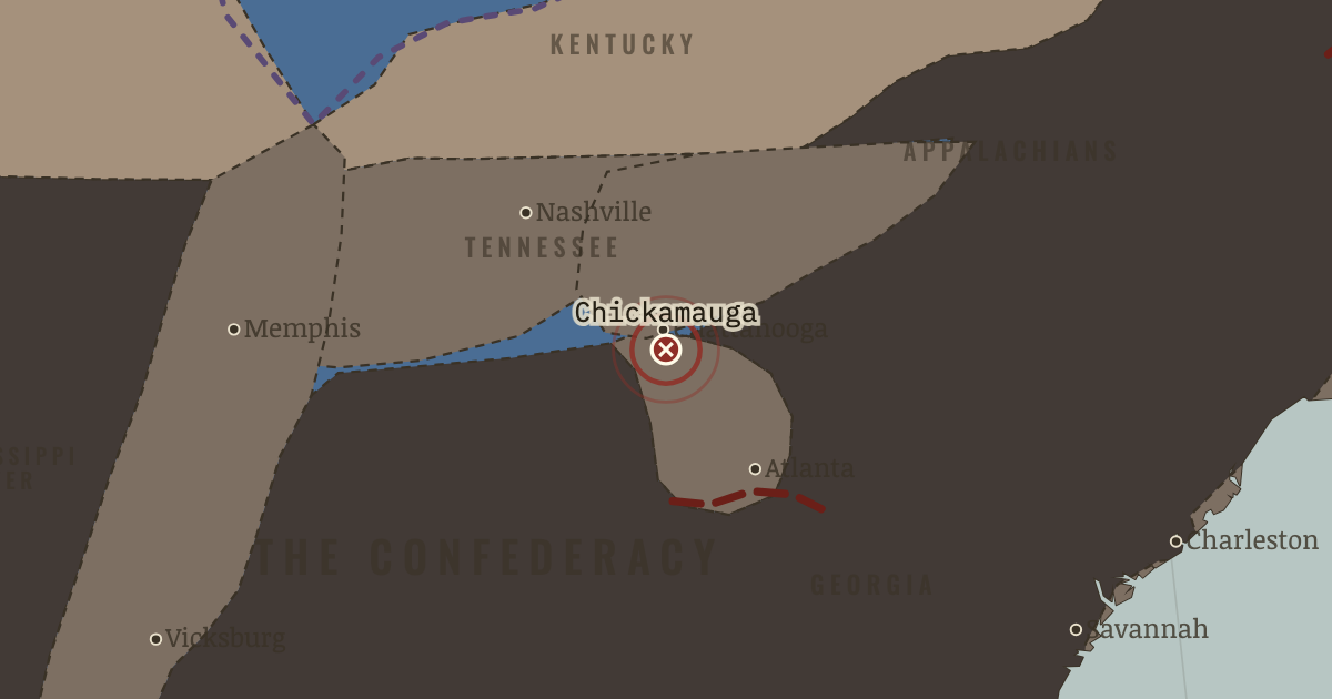Map showing Chickamauga — The American Civil War, 1861–1865