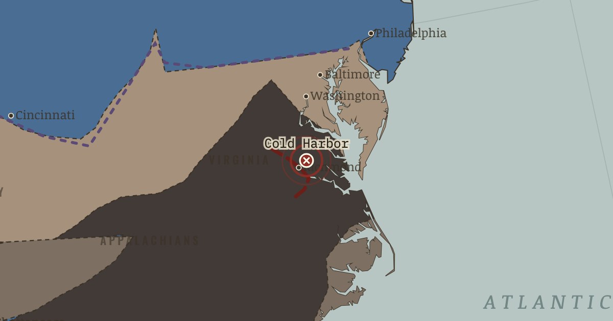 Map showing Cold Harbor — The American Civil War, 1861–1865