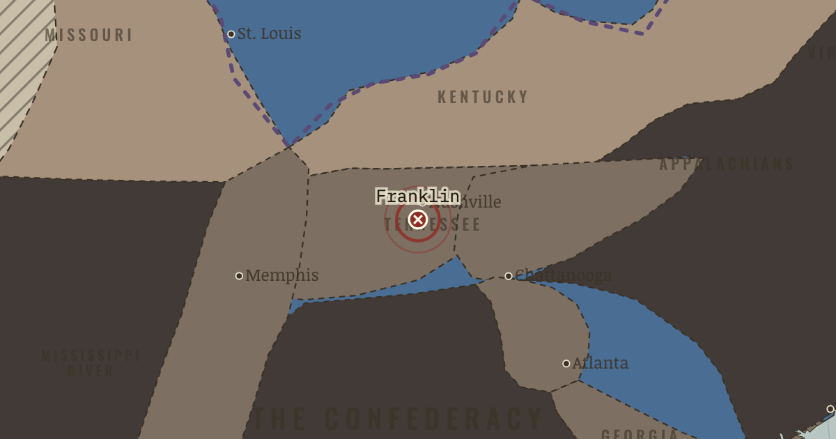 Map showing Franklin — The American Civil War, 1861–1865