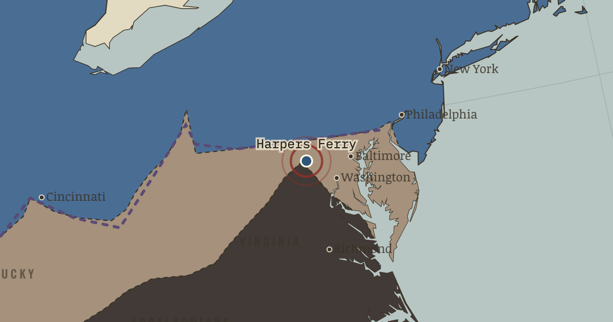 Map showing Harpers Ferry — The American Civil War, 1861–1865