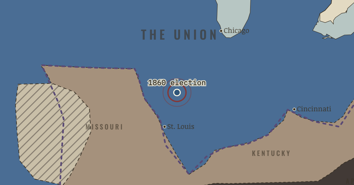 Map showing Lincoln elected — The American Civil War, 1861–1865