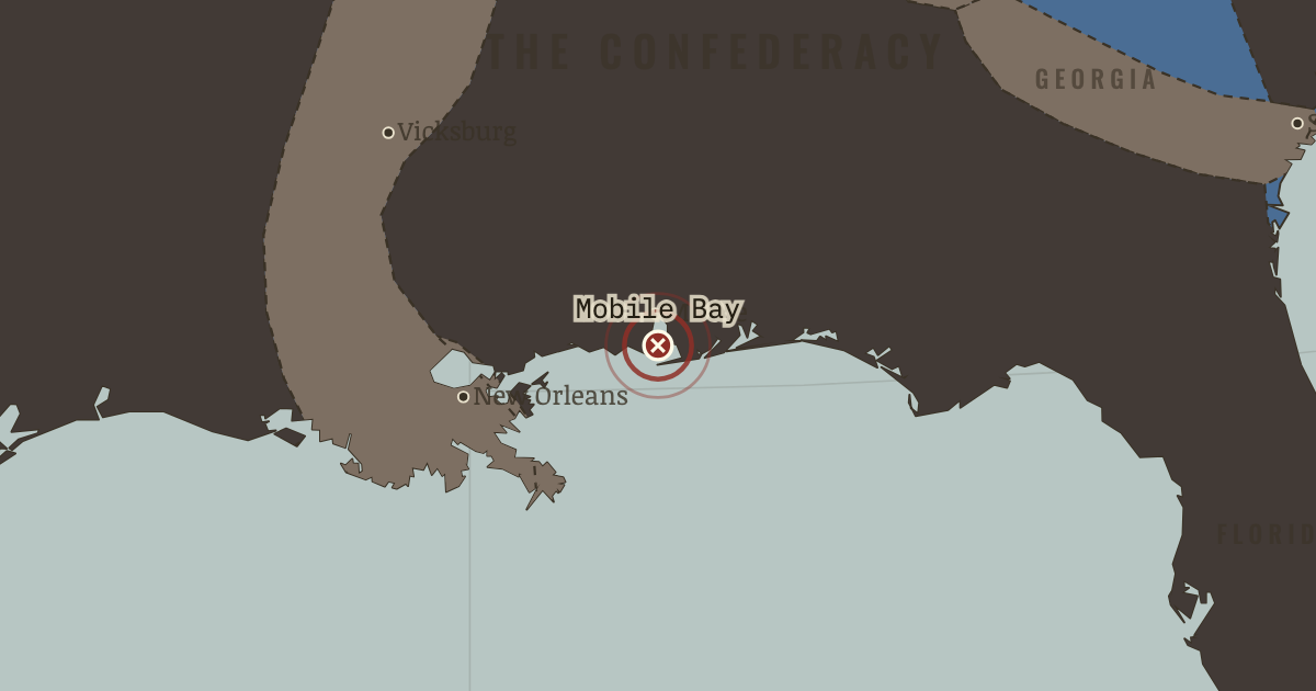 Map showing Mobile Bay — The American Civil War, 1861–1865