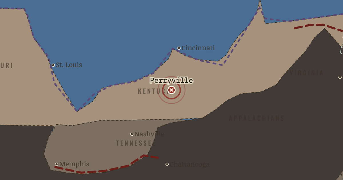 Map showing Perryville — The American Civil War, 1861–1865