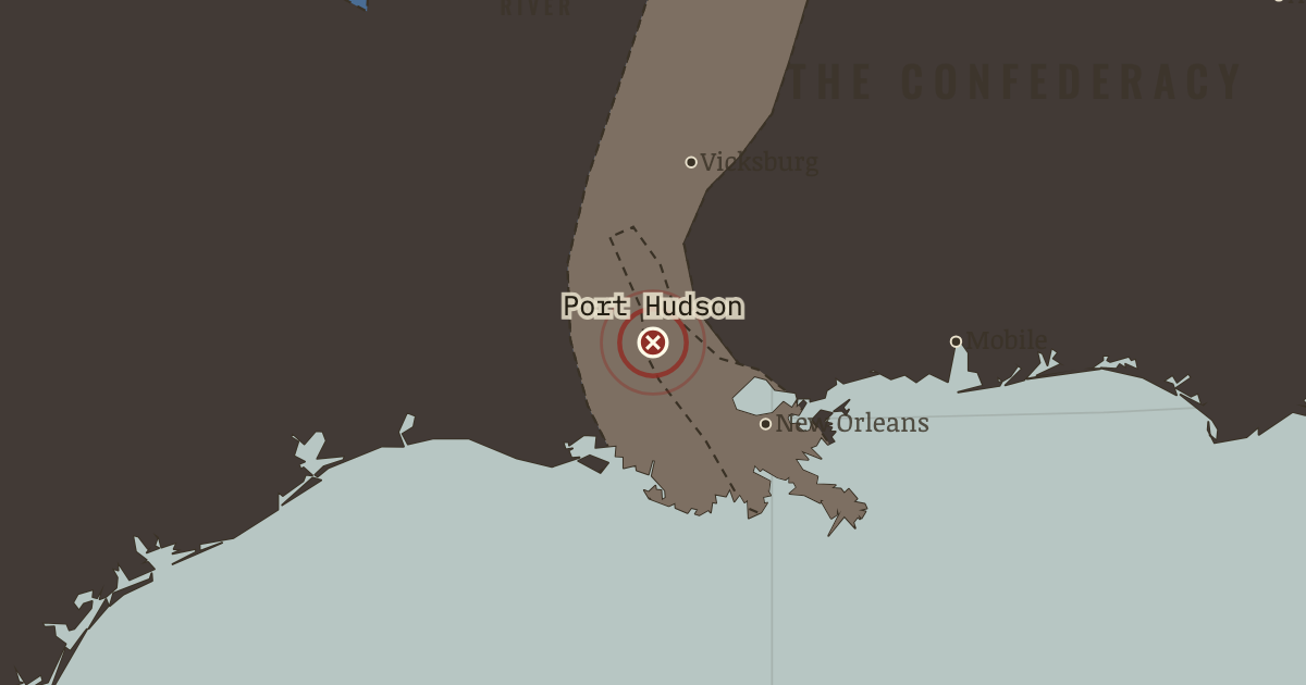 Map showing Port Hudson — The American Civil War, 1861–1865