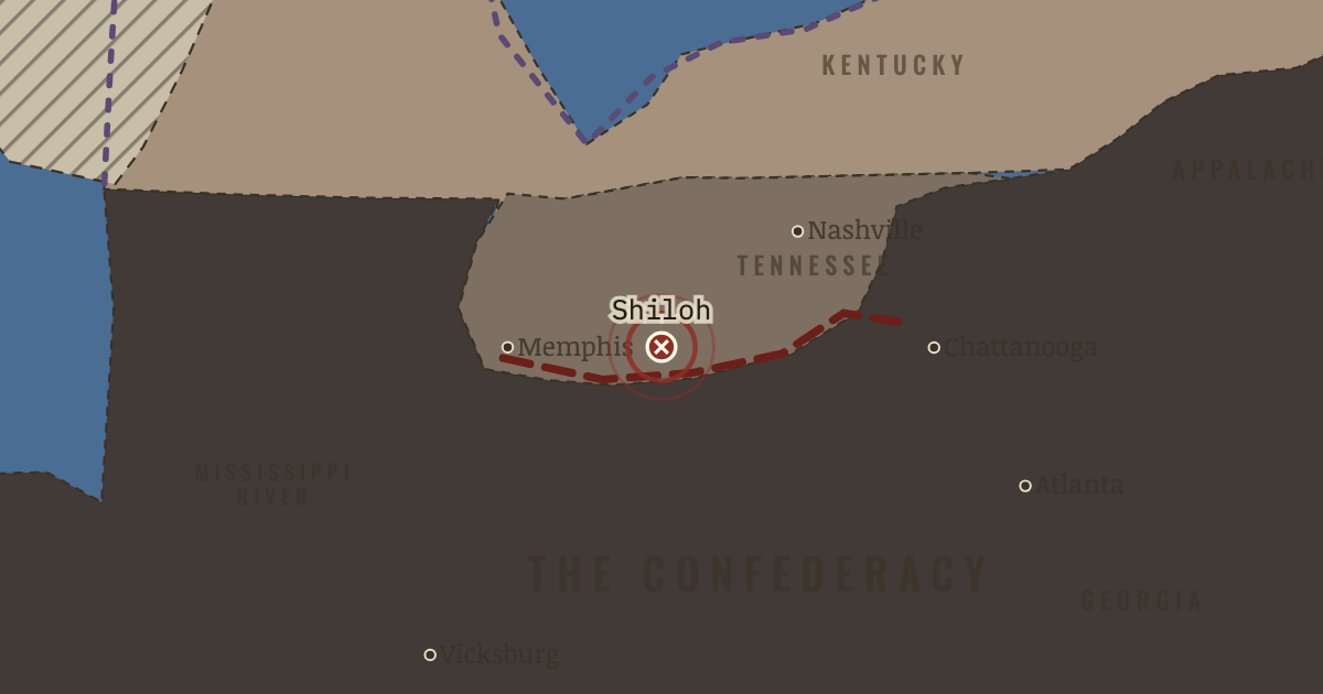 Map showing Shiloh — The American Civil War, 1861–1865