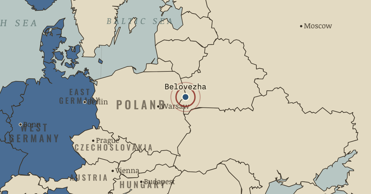Map showing Belovezha Accords — The Cold War, 1945–1991