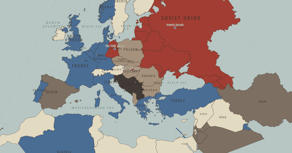 Map of Hungary 1956 and the Berlin Wall (Aug 1961): The Secret Speech, Budapest, 1956, Suez, U-2 down over Sverdlovsk, The Wall goes up