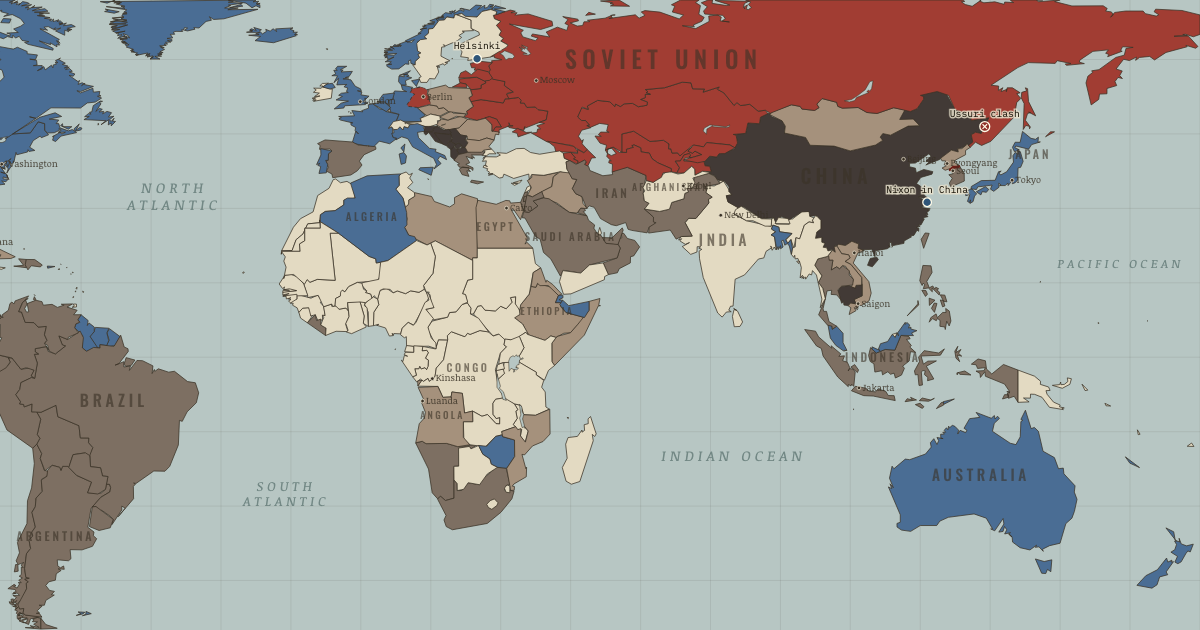 Map of Détente and Nixon in China (Jan 1977): Clash on the Ussuri, Nixon in China, The Helsinki Accords