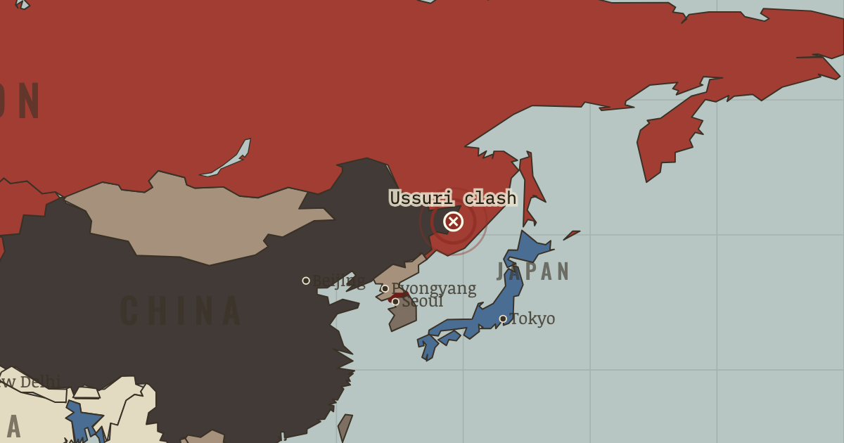 Map showing Clash on the Ussuri — The Cold War, 1945–1991
