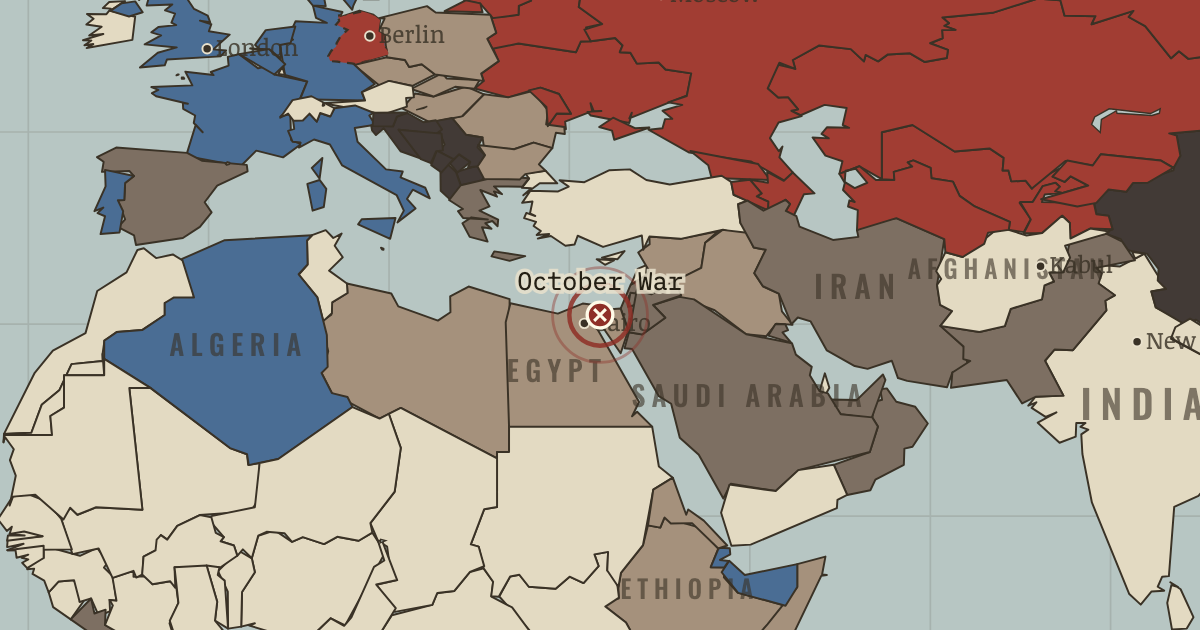 Map showing The October War — The Cold War, 1945–1991