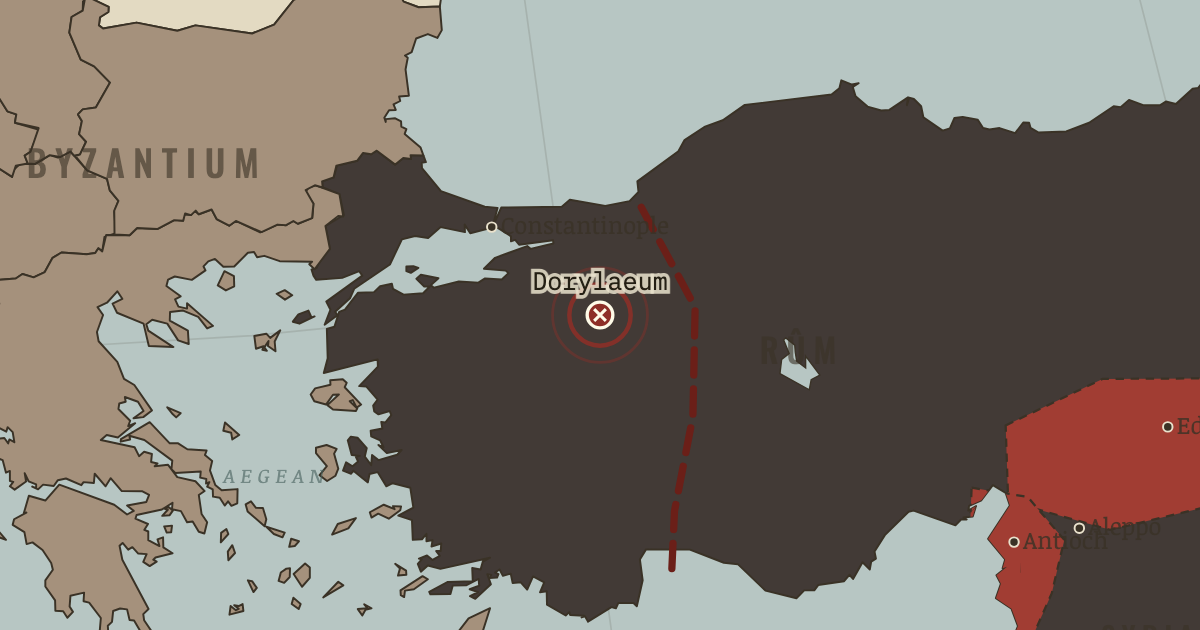 Map showing Dorylaeum — The Crusades, 1095–1291