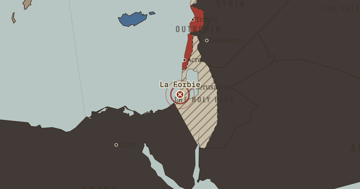 Map showing La Forbie — The Crusades, 1095–1291