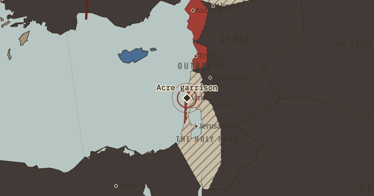 Map showing The Acre garrison — The Crusades, 1095–1291