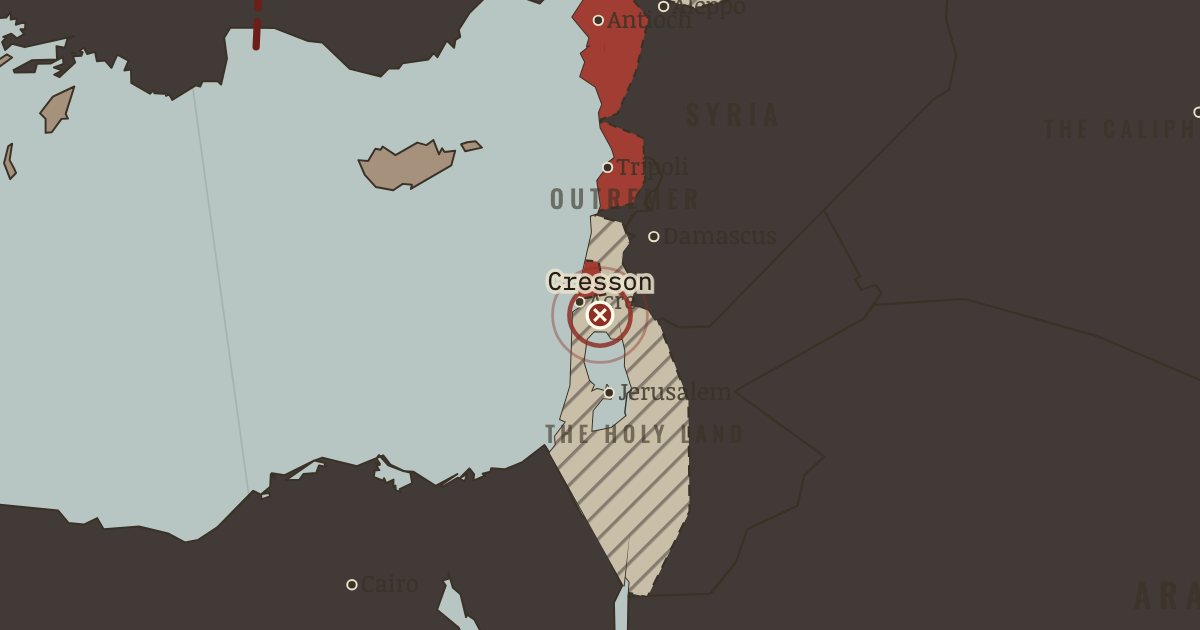 Map showing The Springs of Cresson — The Crusades, 1095–1291
