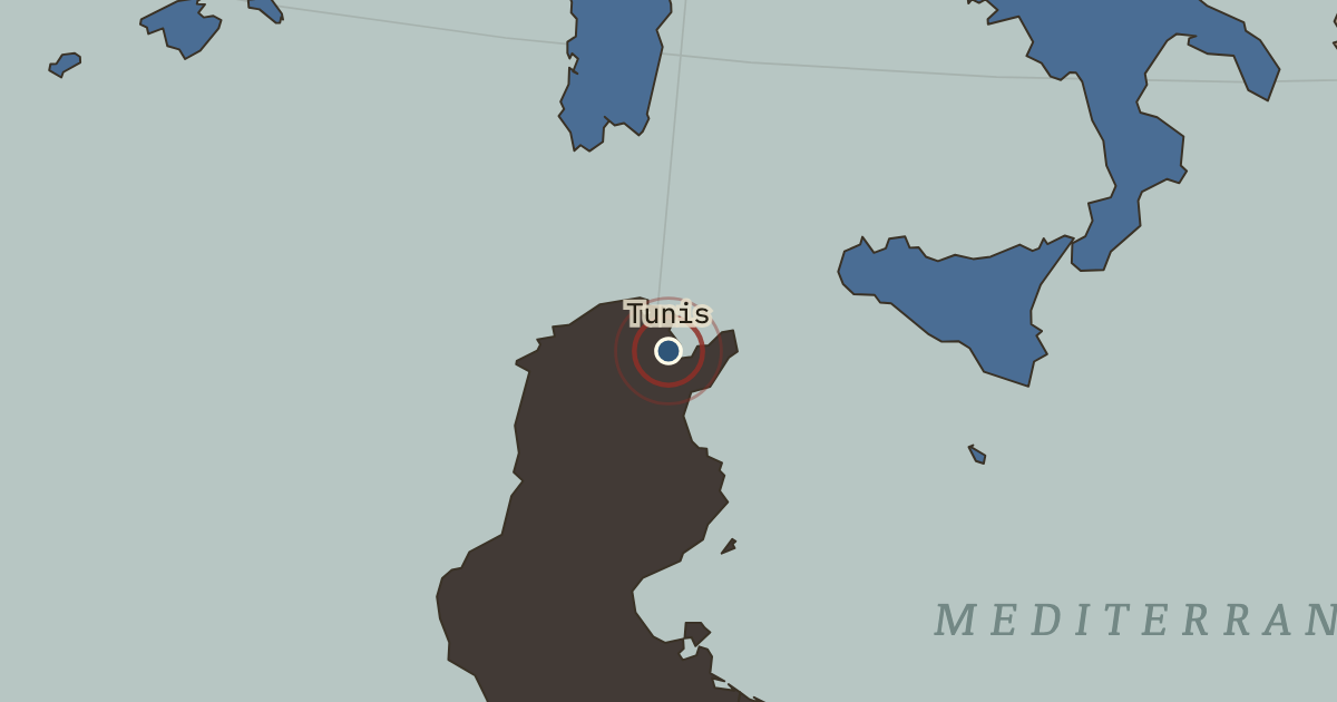 Map showing Tunis — The Crusades, 1095–1291