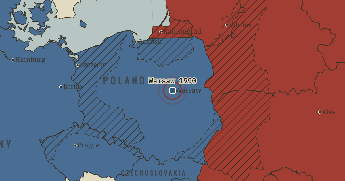 Map showing German–Polish Border Treaty (1990), turning point in Uprooted: Refugees in Europe 1945–1960 and Indochina 1975–1990