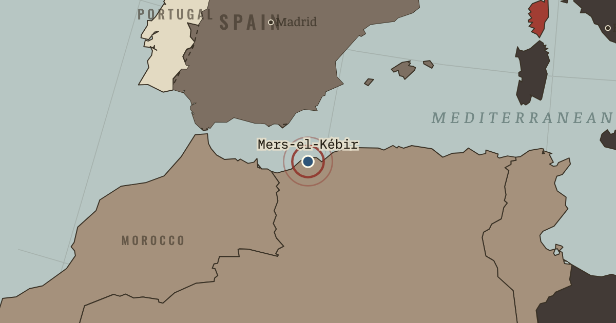 Map showing Mers-el-Kébir — The Road to War, 1931–1941