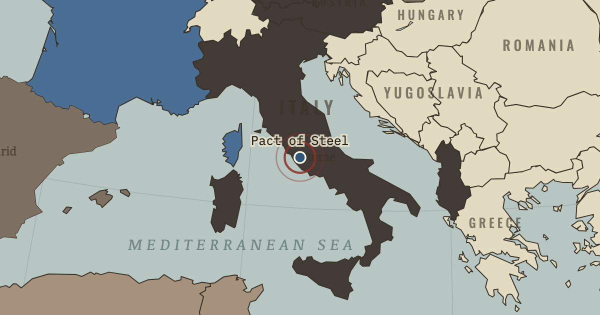 Map showing The Pact of Steel — The Road to War, 1931–1941