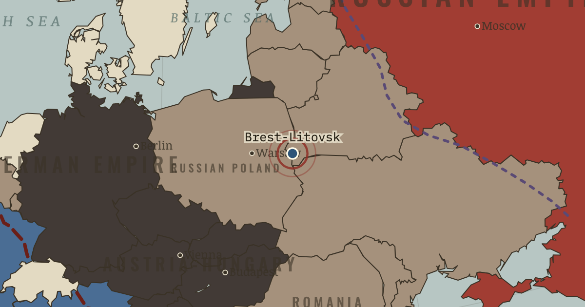 Map showing Brest-Litovsk — The Great War, 1914–1918
