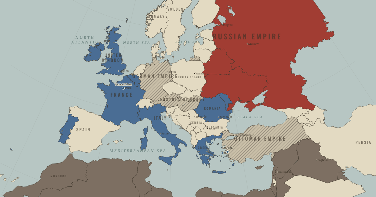 Map of Treaty of Versailles (Feb 1919): Versailles, Smyrna