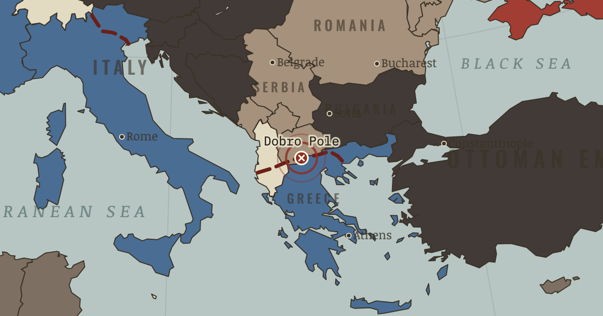 Map showing Dobro Pole — The Great War, 1914–1918