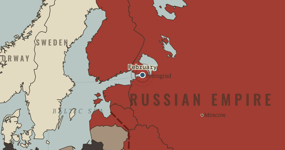 Map showing February Revolution — The Great War, 1914–1918