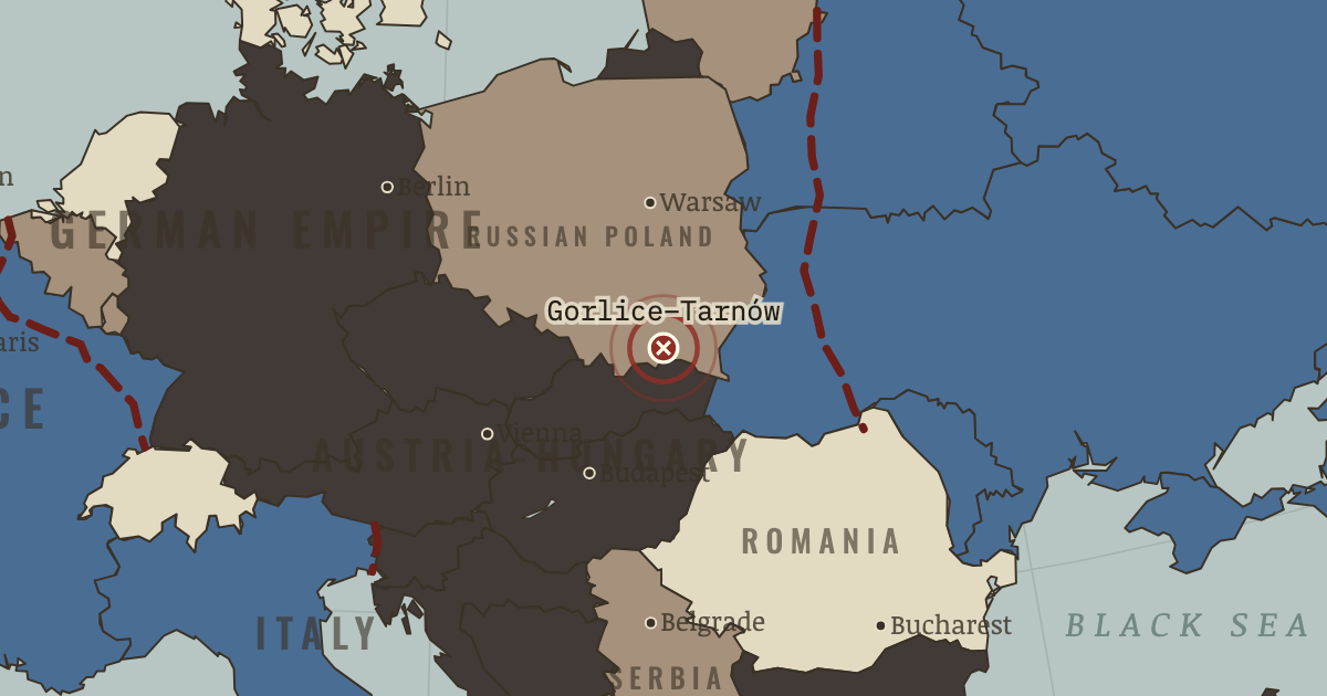 Map showing Gorlice–Tarnów — The Great War, 1914–1918