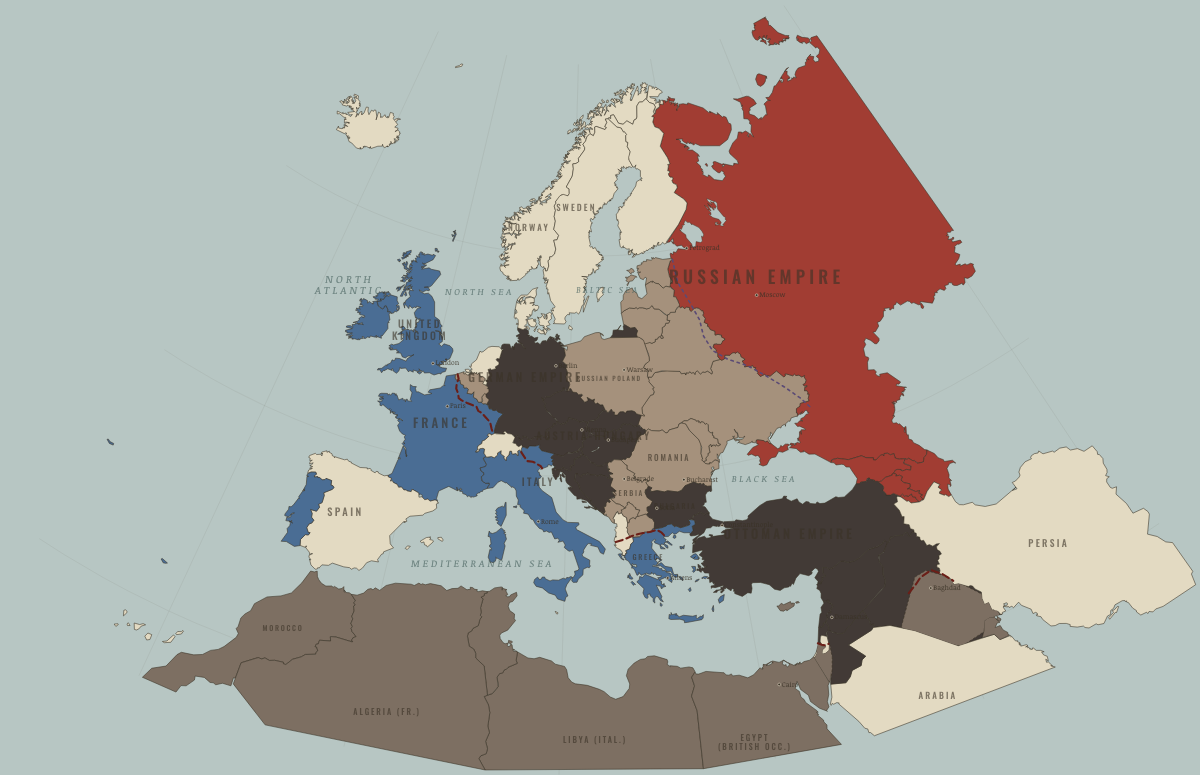 Map of the Europe &Amp; the Near East in MAR 1918: Brest-Litovsk — the occupied east