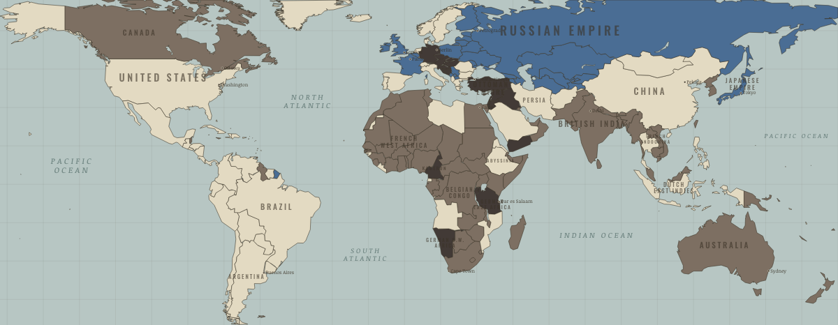 Map of the Global War in NOV 1914: A world of empires at war