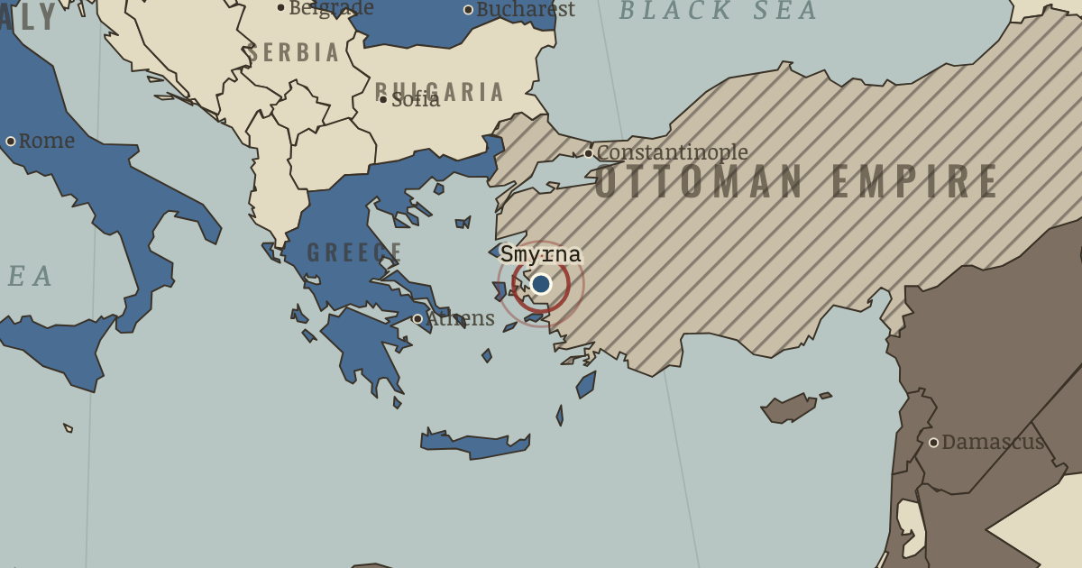 Map showing Smyrna — The Great War, 1914–1918