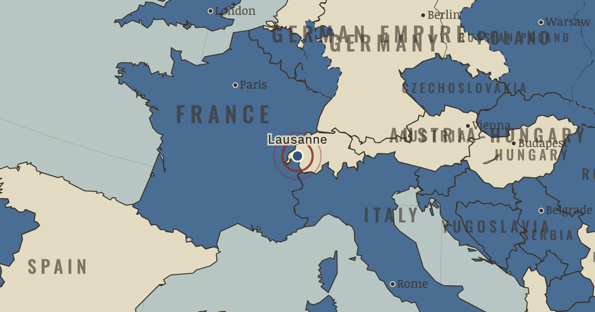 Map showing Treaty of Lausanne (1923), turning point in The Great War, 1871–1923