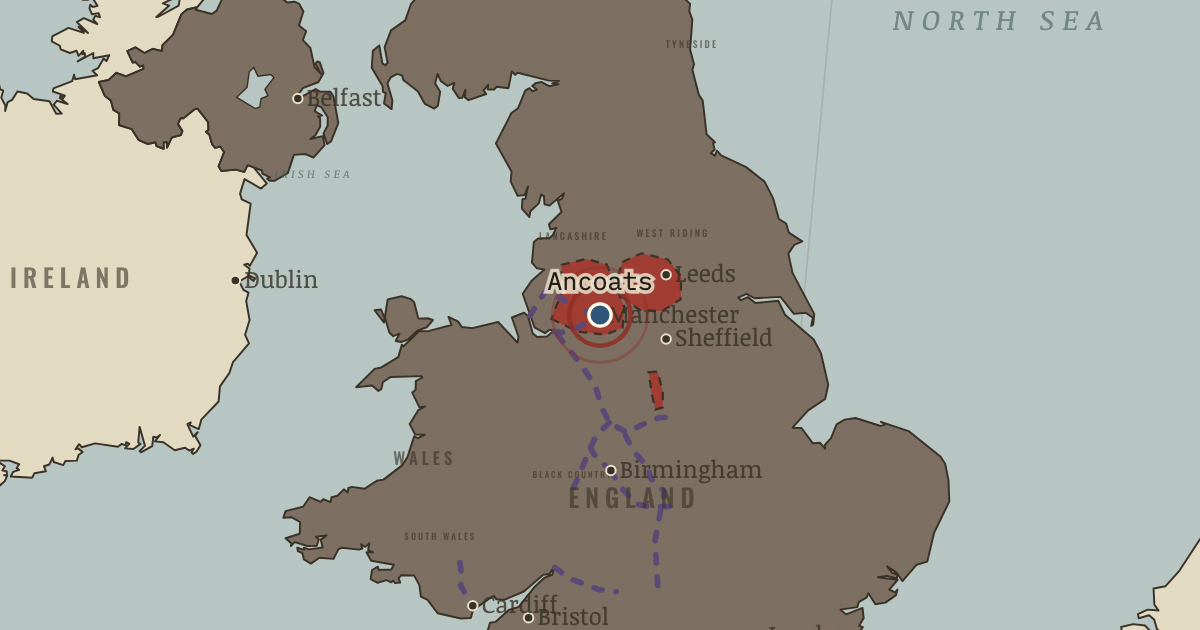 Map showing Ancoats, Manchester (1798–1806), turning point in The Industrial Revolution, 1750–1914