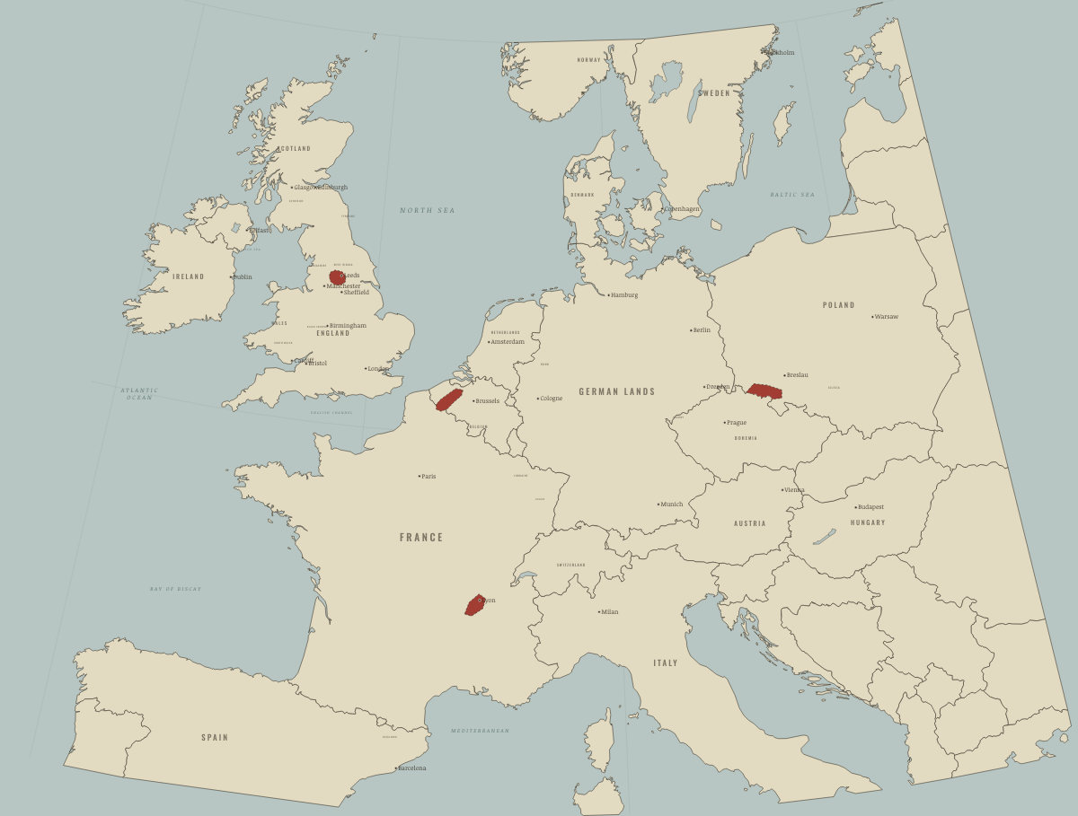 Map of the Industrial Revolution in Europe around 1750: Before the machines.