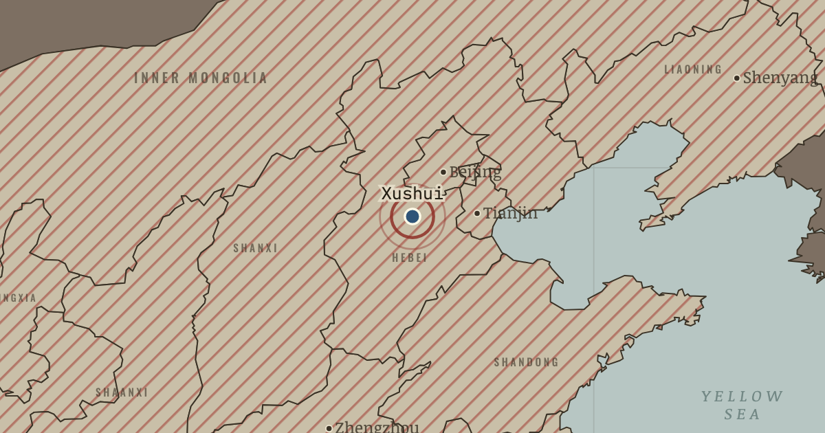 Map showing Mao’s visit to Xushui (1958), turning point in The People’s Republic under Mao, 1949–1976