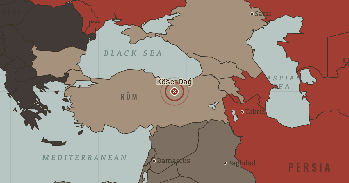 Map showing Köse Dağ — The Mongol Empire, 1206–1294