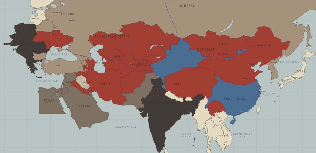 Map of the Mongol world in 1264: Four empires in one