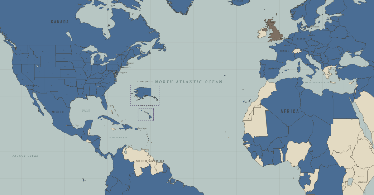 Map of women’s rights in May 1970, showing Monaco