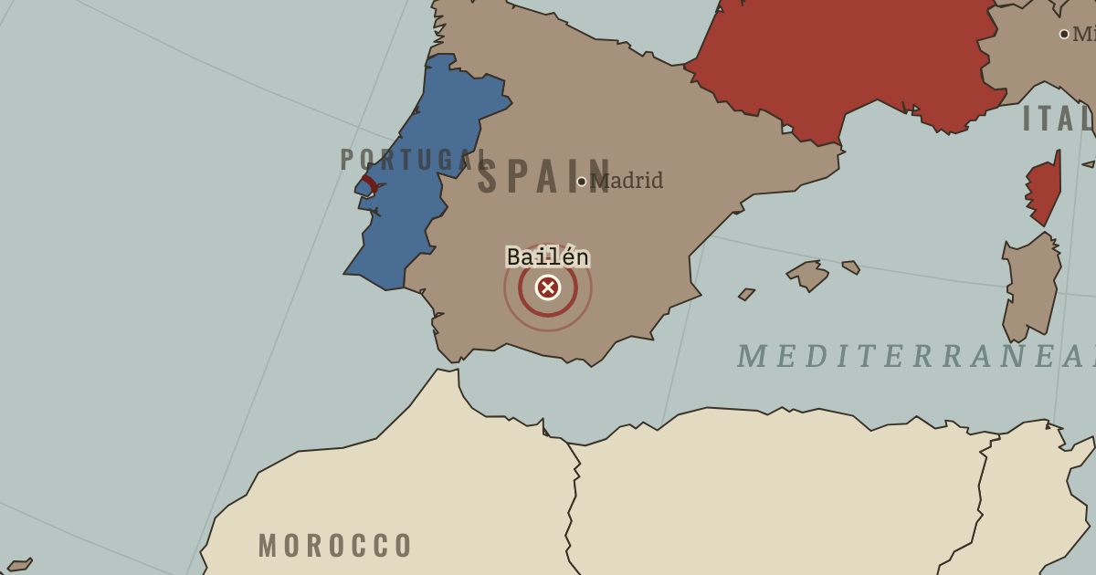Map showing Bailén — The Age of Revolutions, 1775–1848