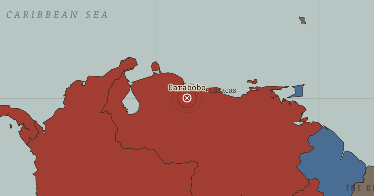 Map showing Carabobo — The Age of Revolutions, 1775–1848