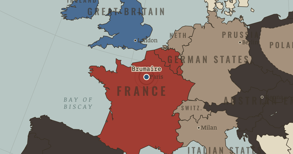 Map showing The 18 Brumaire — The Age of Revolutions, 1775–1848