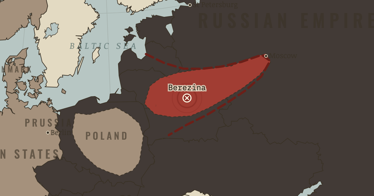 Map showing The Berezina — The Age of Revolutions, 1775–1848
