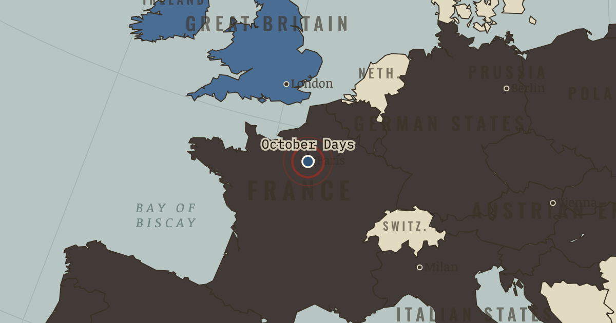 Map showing The October Days — The Age of Revolutions, 1775–1848