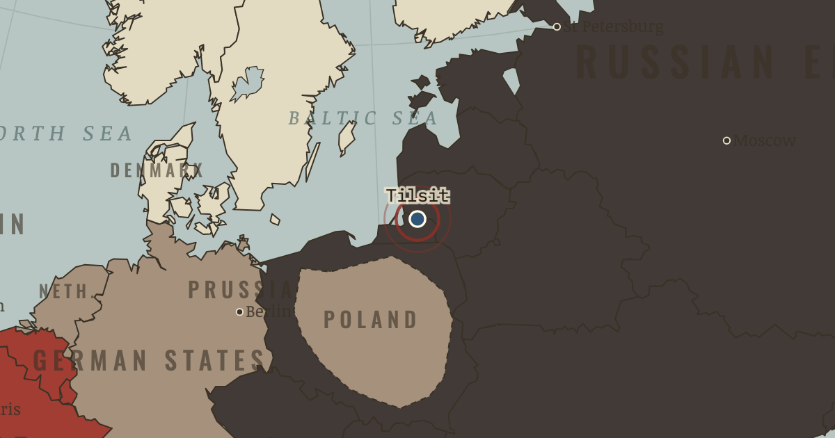 Map showing Tilsit — The Age of Revolutions, 1775–1848