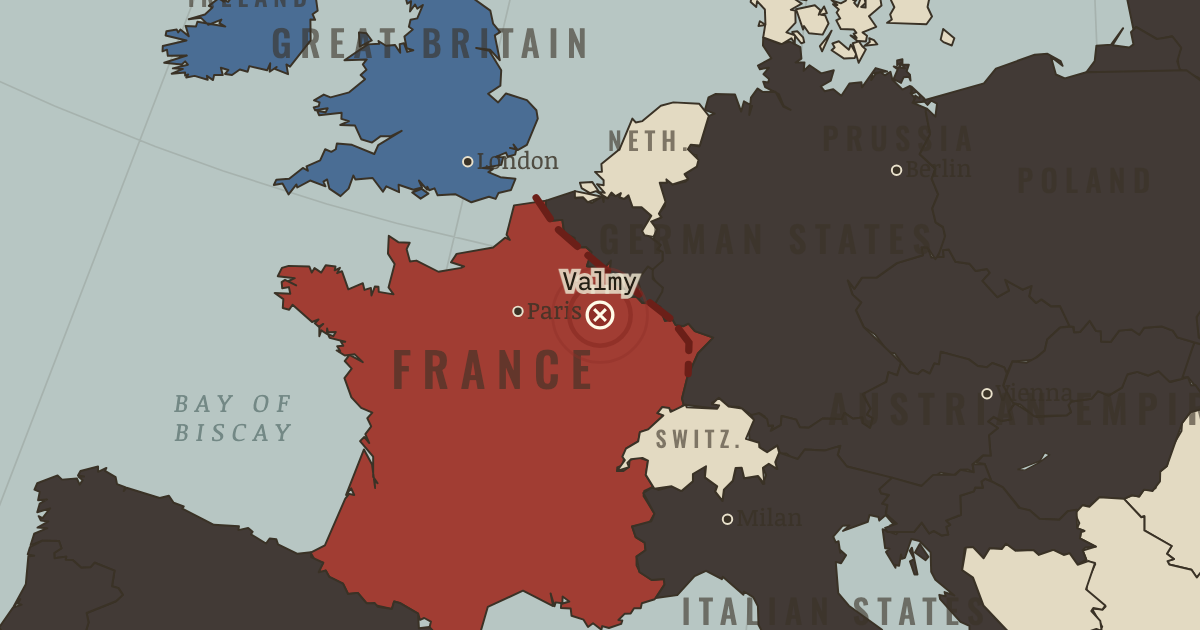 Map showing Valmy — The Age of Revolutions, 1775–1848