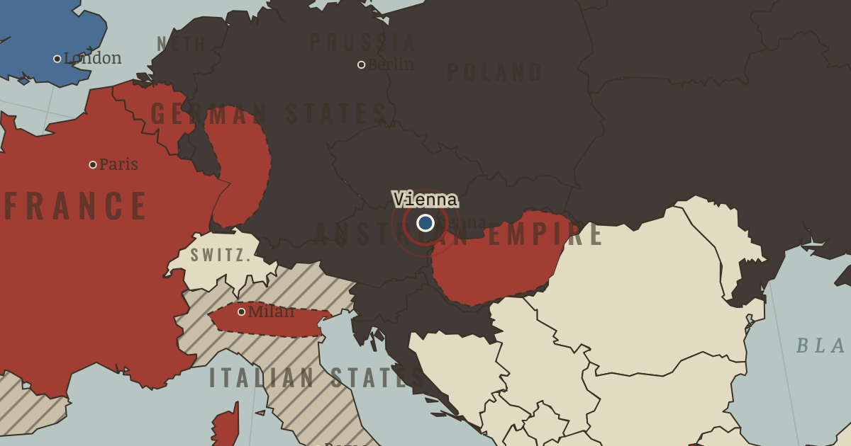 Map showing Vienna rises — The Age of Revolutions, 1775–1848